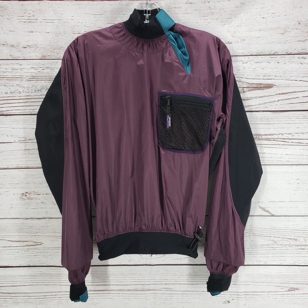 Patagonia Men's Pullover Black Purple Nylon Kayak Jacket Size Small